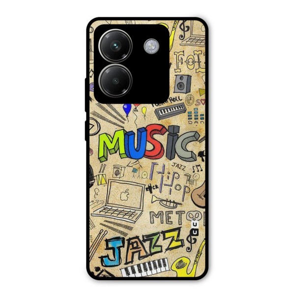 Music Pattern Metal Back Case for Poco M7 Pro 5G