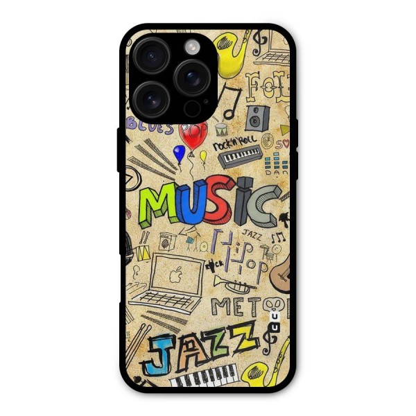 Music Pattern Metal Back Case for iPhone 16 Pro Max