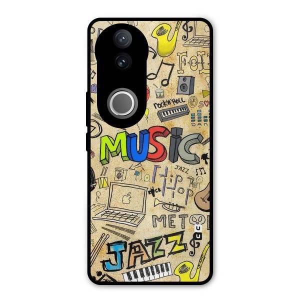 Music Pattern Metal Back Case for iQOO Z10R
