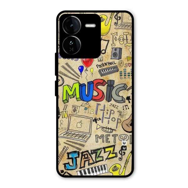 Music Pattern Metal Back Case for iQOO Z9