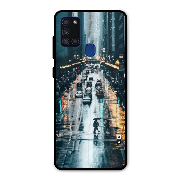 NY Streets Rainy Metal Back Case for Galaxy A21s