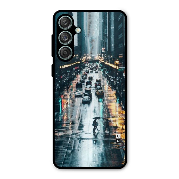 NY Streets Rainy Metal Back Case for Galaxy M55 5G