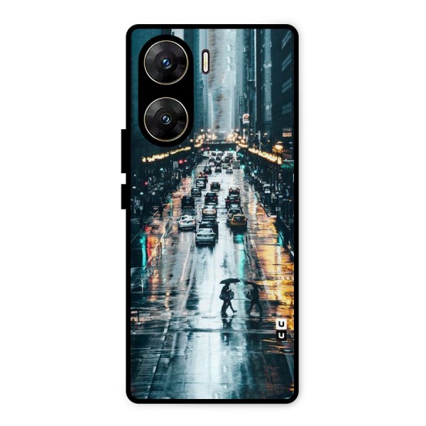 NY Streets Rainy Metal Back Case for Vivo V29e