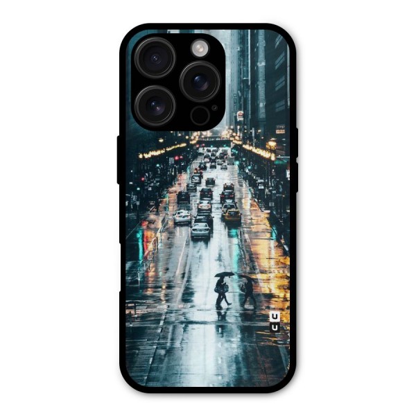 NY Streets Rainy Metal Back Case for iPhone 16 Pro