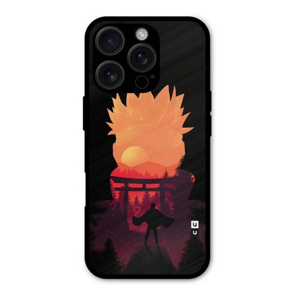 Naruto Anime Sunset Art Metal Back Case for iPhone 16 Pro