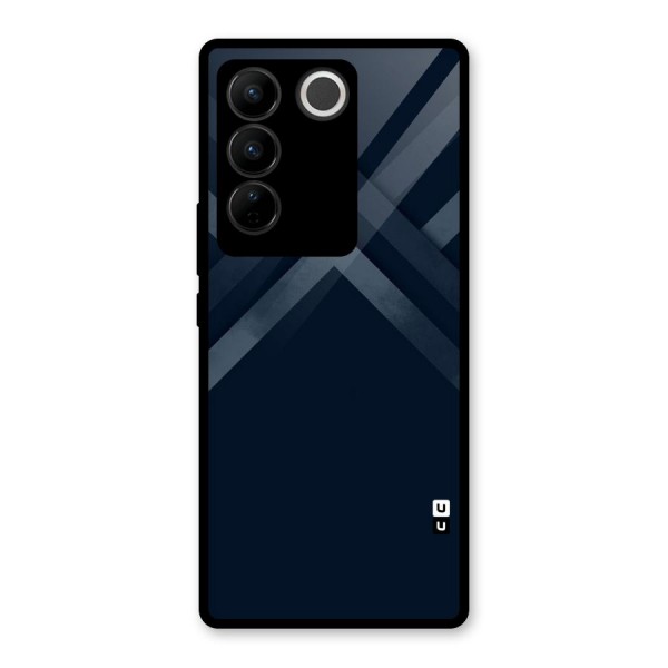 Navy Blue Arrow Glass Back Case for Vivo V27 Pro