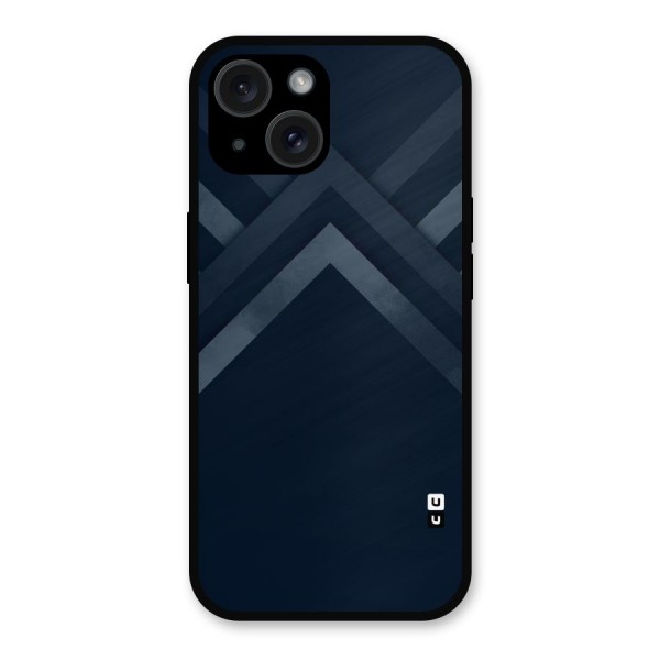Navy Blue Arrow Metal Back Case for iPhone 15