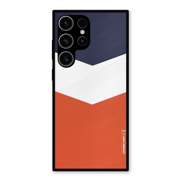 Navy Blue White Orange Arrow Metal Back Case for Galaxy S23 Ultra