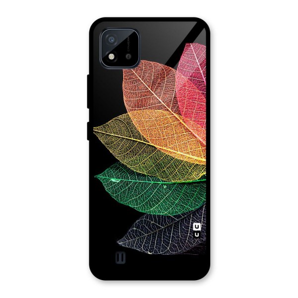 Net Leaf Color Design Glass Back Case for Realme C11 2021