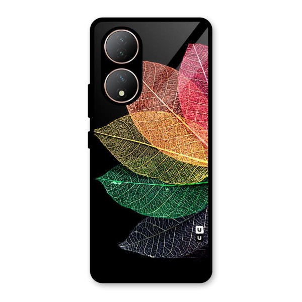 Net Leaf Color Design Glass Back Case for Vivo Y100