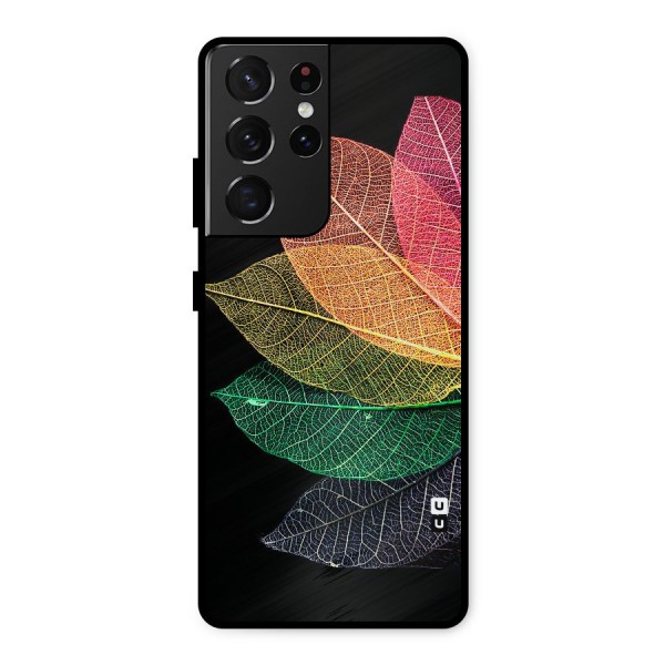 Net Leaf Color Design Metal Back Case for Galaxy S21 Ultra 5G
