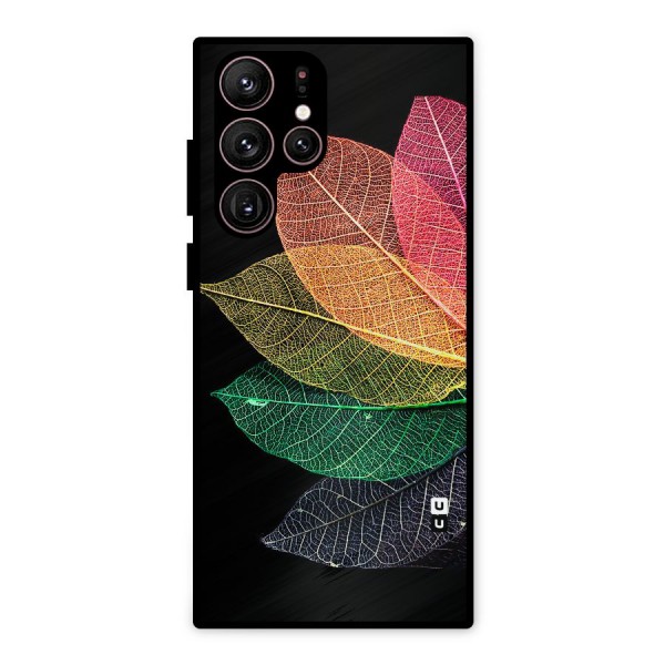 Net Leaf Color Design Metal Back Case for Galaxy S22 Ultra 5G