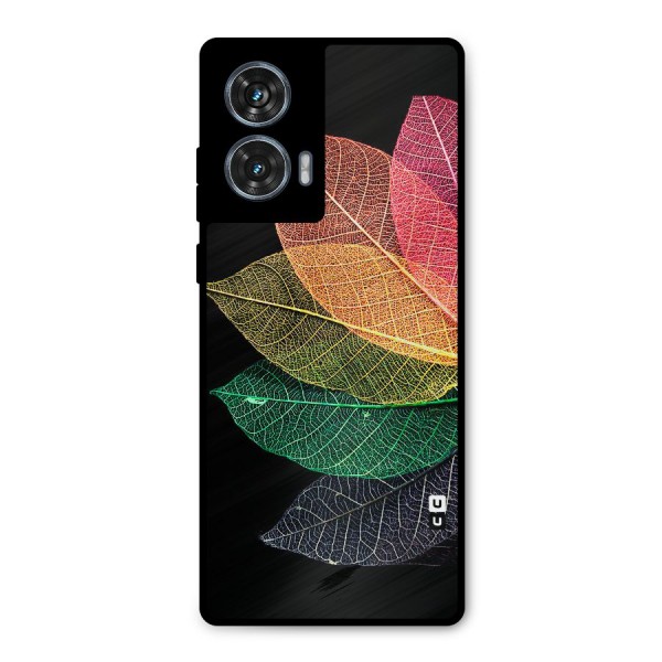 Net Leaf Color Design Metal Back Case for Motorola Edge 50 Fusion