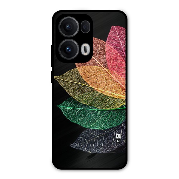 Net Leaf Color Design Metal Back Case for Oppo Reno13 Pro