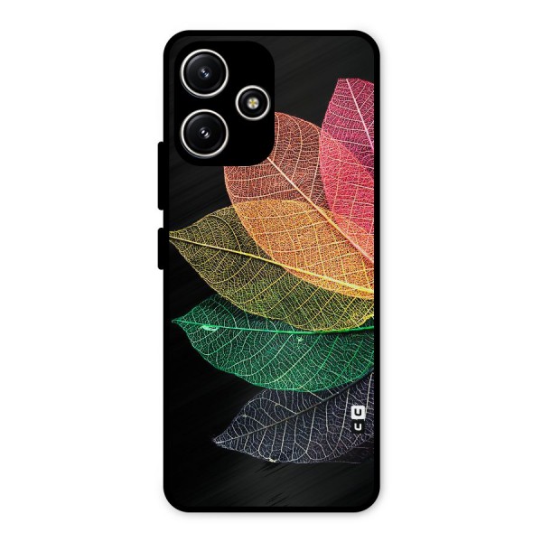 Net Leaf Color Design Metal Back Case for Redmi 12 5G