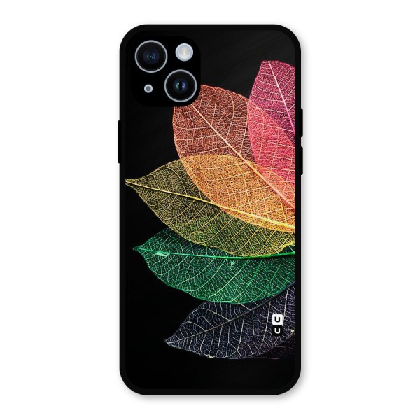 Net Leaf Color Design Metal Back Case for iPhone 14