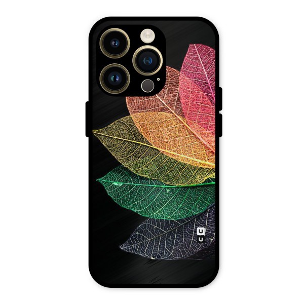 Net Leaf Color Design Metal Back Case for iPhone 14 Pro