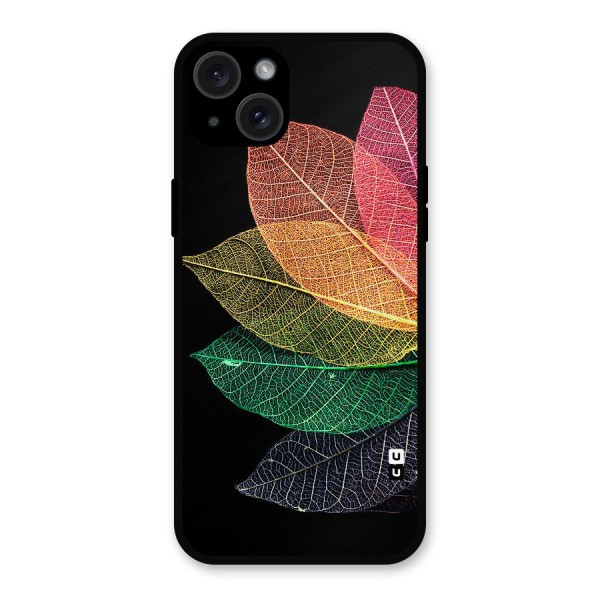 Net Leaf Color Design Metal Back Case for iPhone 15 Plus