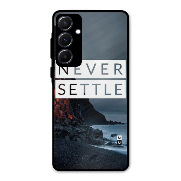 Never Settle Dark Beach Metal Back Case for Galaxy A55