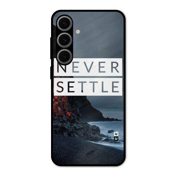 Never Settle Dark Beach Metal Back Case for Galaxy S24 FE