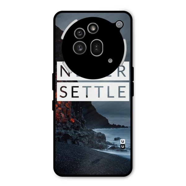 Never Settle Dark Beach Metal Back Case for Nothing Phone 3a Pro