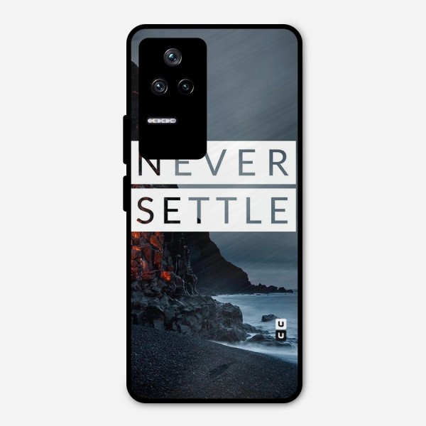 Never Settle Dark Beach Metal Back Case for Poco F4 5G
