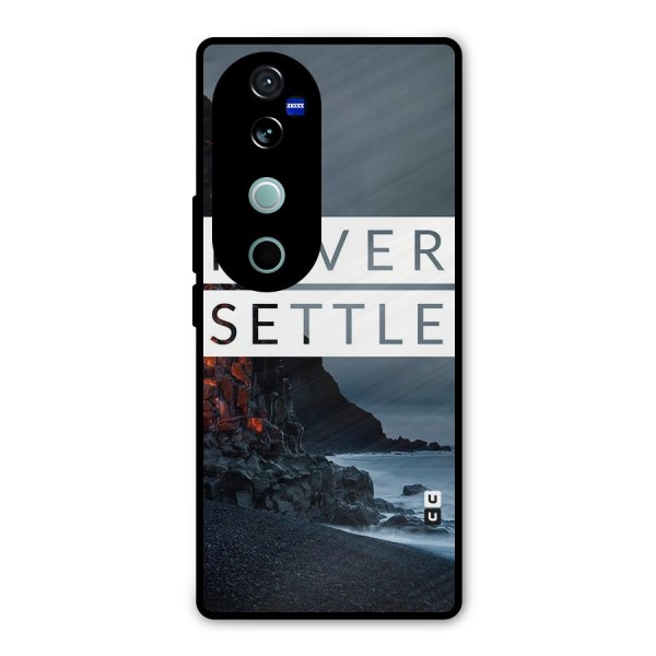 Never Settle Dark Beach Metal Back Case for Vivo V40