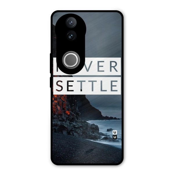 Never Settle Dark Beach Metal Back Case for Vivo V50e