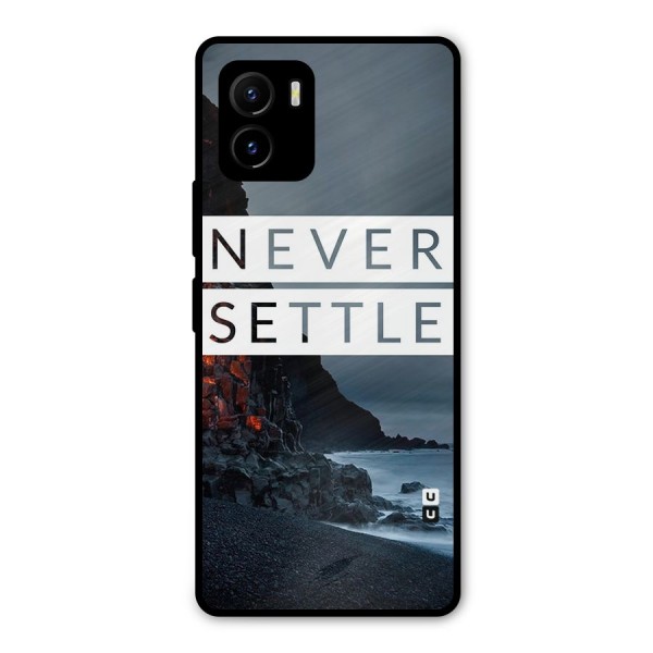 Never Settle Dark Beach Metal Back Case for Vivo Y15s