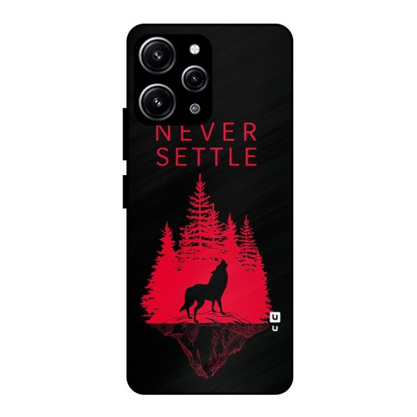 Never Settle Wolf Glass Back Case for Redmi 12 4G