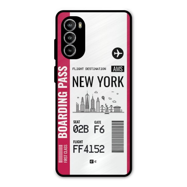 New York Boarding Pass Metal Back Case for Moto G52