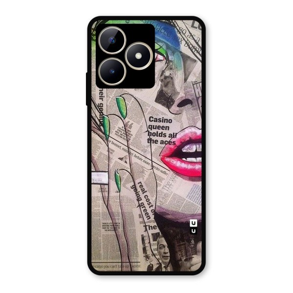 Newspaper Girl Art Metal Back Case for Realme C53