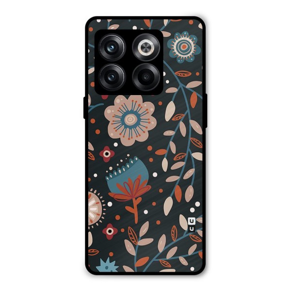Nordic Arts Flowery Space Metal Back Case for OnePlus 10T