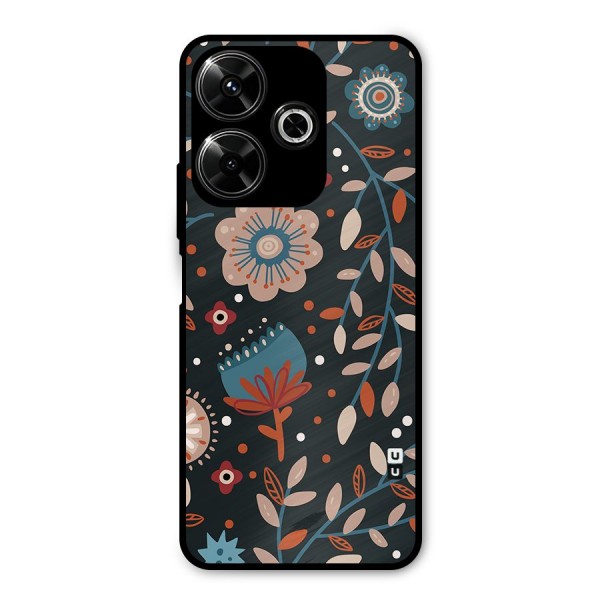 Nordic Arts Flowery Space Metal Back Case for Poco M6 Plus