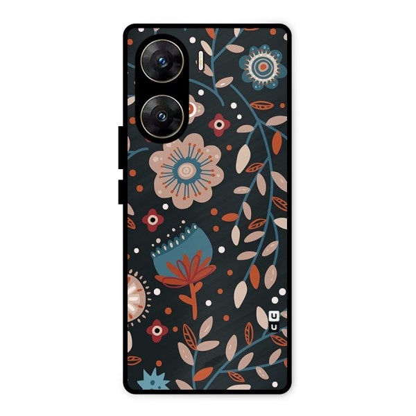 Nordic Arts Flowery Space Metal Back Case for Vivo V29e