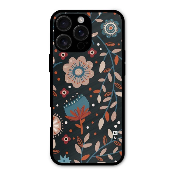 Nordic Arts Flowery Space Metal Back Case for iPhone 16 Pro Max