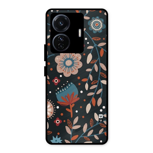 Nordic Arts Flowery Space Metal Back Case for iQOO Z6