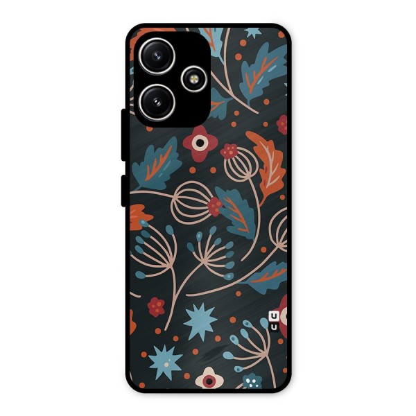 Nordic Arts Leaves Metal Back Case for Redmi 12 5G