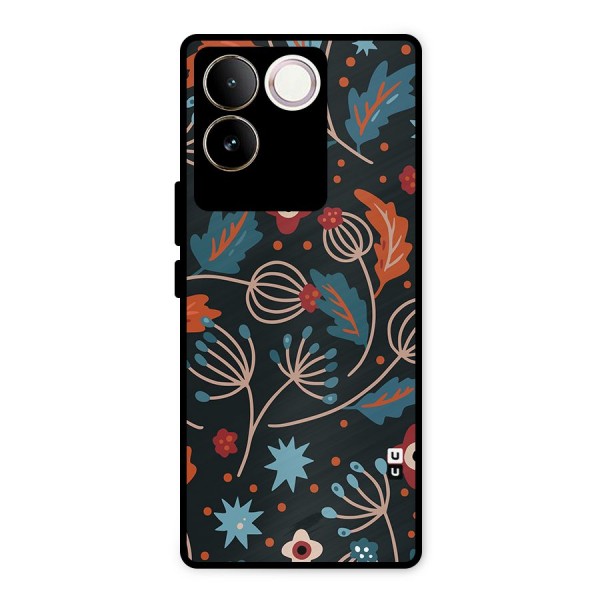 Nordic Arts Leaves Metal Back Case for Vivo T2 Pro