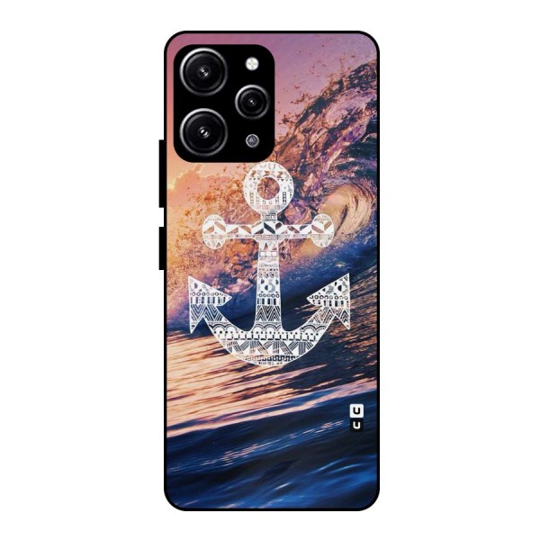 Ocean Anchor Wave Glass Back Case for Redmi 12 4G