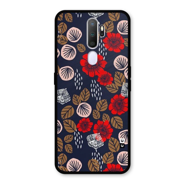 Orange Flora Metal Back Case for Oppo A9 (2020)