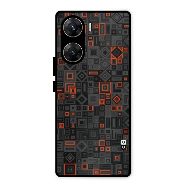 Orange Shapes Abstract Metal Back Case for Vivo V29e