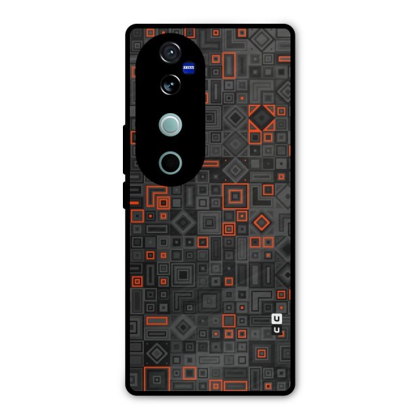 Orange Shapes Abstract Metal Back Case for Vivo V40 Pro