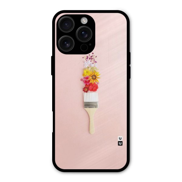 Painted Flowers Metal Back Case for iPhone 16 Pro Max