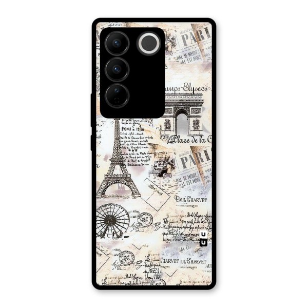 Paris Paper Glass Back Case for Vivo V27 Pro