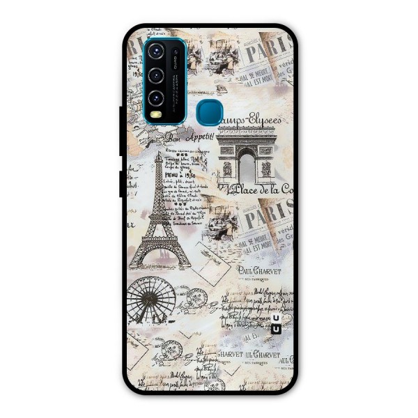 Paris Paper Metal Back Case for Vivo Y50