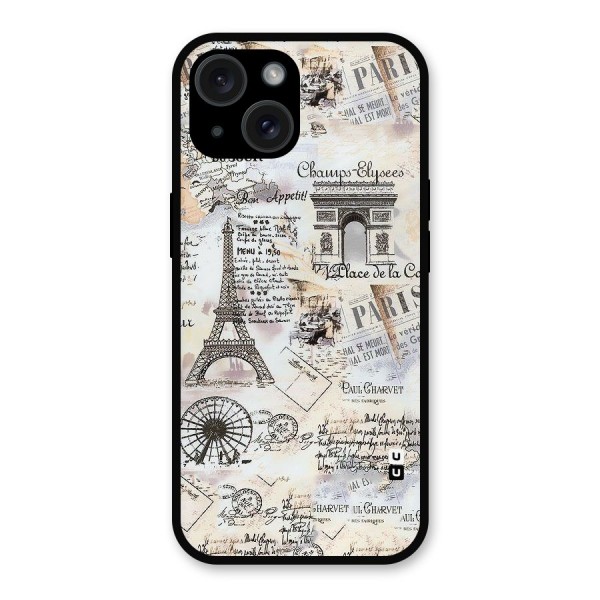 Paris Paper Metal Back Case for iPhone 15