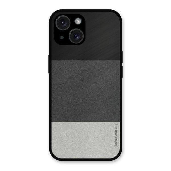 Pastel Black and Grey Metal Back Case for iPhone 15