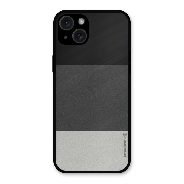 Pastel Black and Grey Metal Back Case for iPhone 15 Plus
