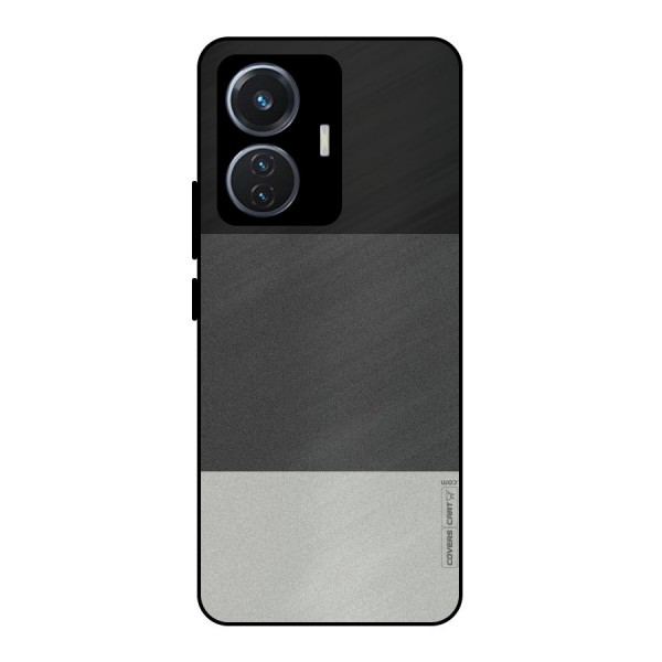 Pastel Black and Grey Metal Back Case for iQOO Z6 44W